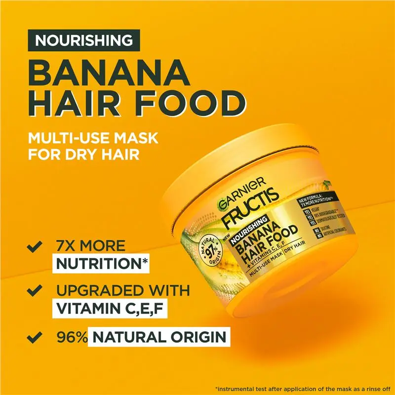 Garnier Fructis Hair Food Nourishing Banana 3-in-1 Mask Treatment For Dry Hair 390ml - Image 3